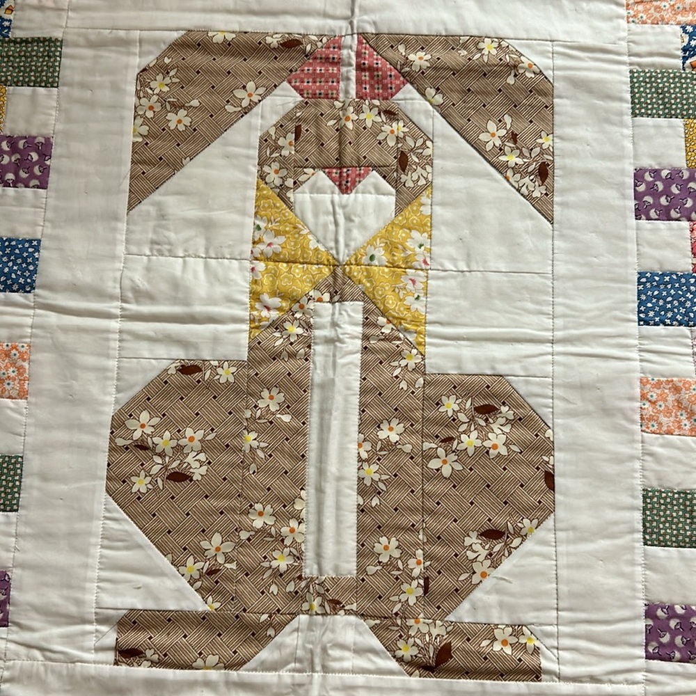 Vintage Handmade Patchwork Rabbit Reversible Quilt - Picture 3 of 17